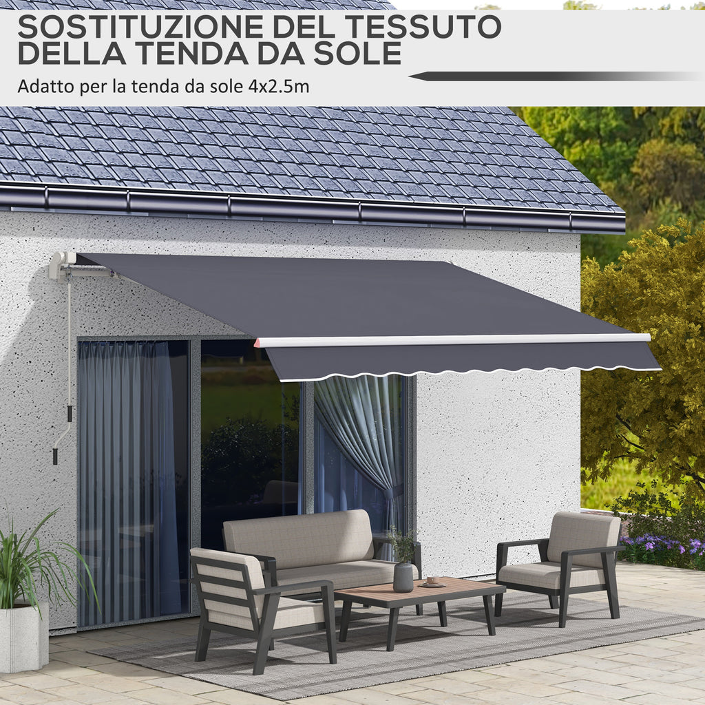 Replacement Cover for Retractable Arm Awning in Anti-UV Polyester 3.6x2.5 m, Gray