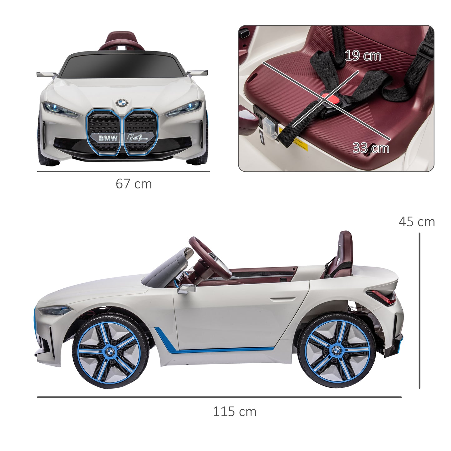 BMW - Electric Car for Children 3-6 Years with BMW License with Remote Control, and Headlights, 115x67x45 cm, White - Borgè