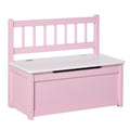 HOMCOM Wooden Storage Chest for Children Ages 2-5 with Piston for Safe Closure, 40 kg Capacity, Pink and White