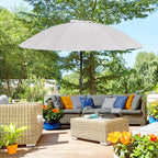 Garden and Terrace Umbrella 2.5x2.5 m with Crank and 18 Ribs and Tiltable, Grey