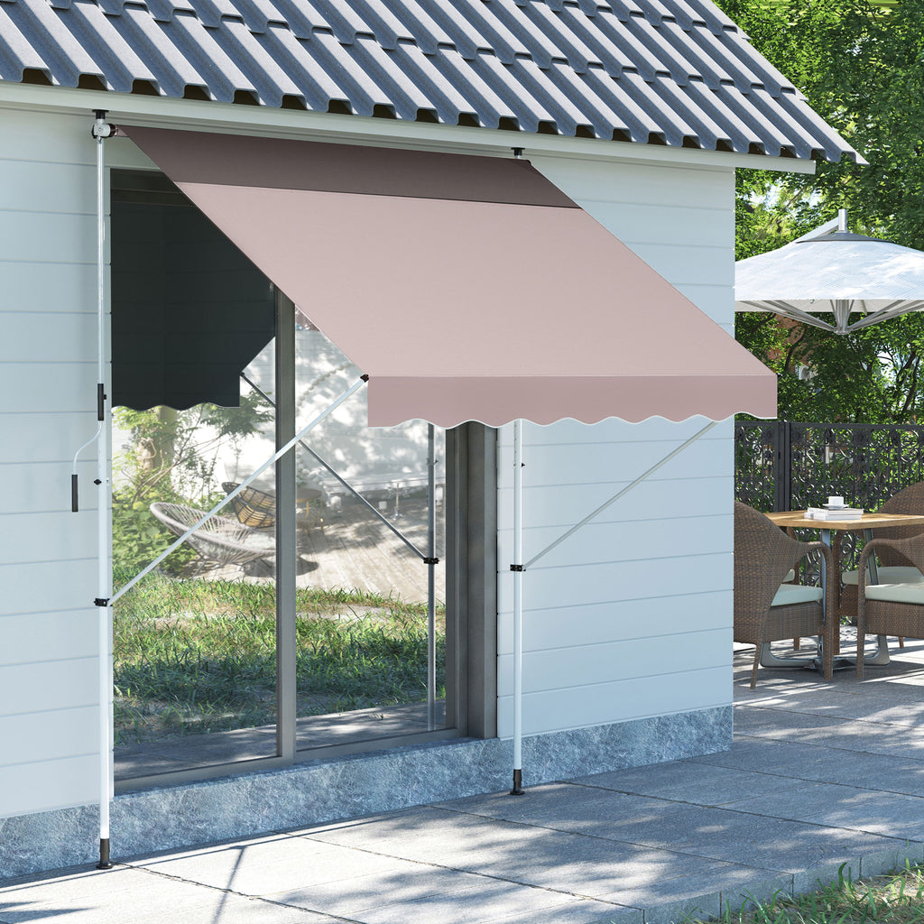 Outsunny 2x1.5m Outdoor Roller Awning with Crank and Adjustable Angle, Beige