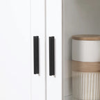 Modern 2-Door Sideboard with Adjustable Shelves in Wood and Glass, 76x36x160cm, White