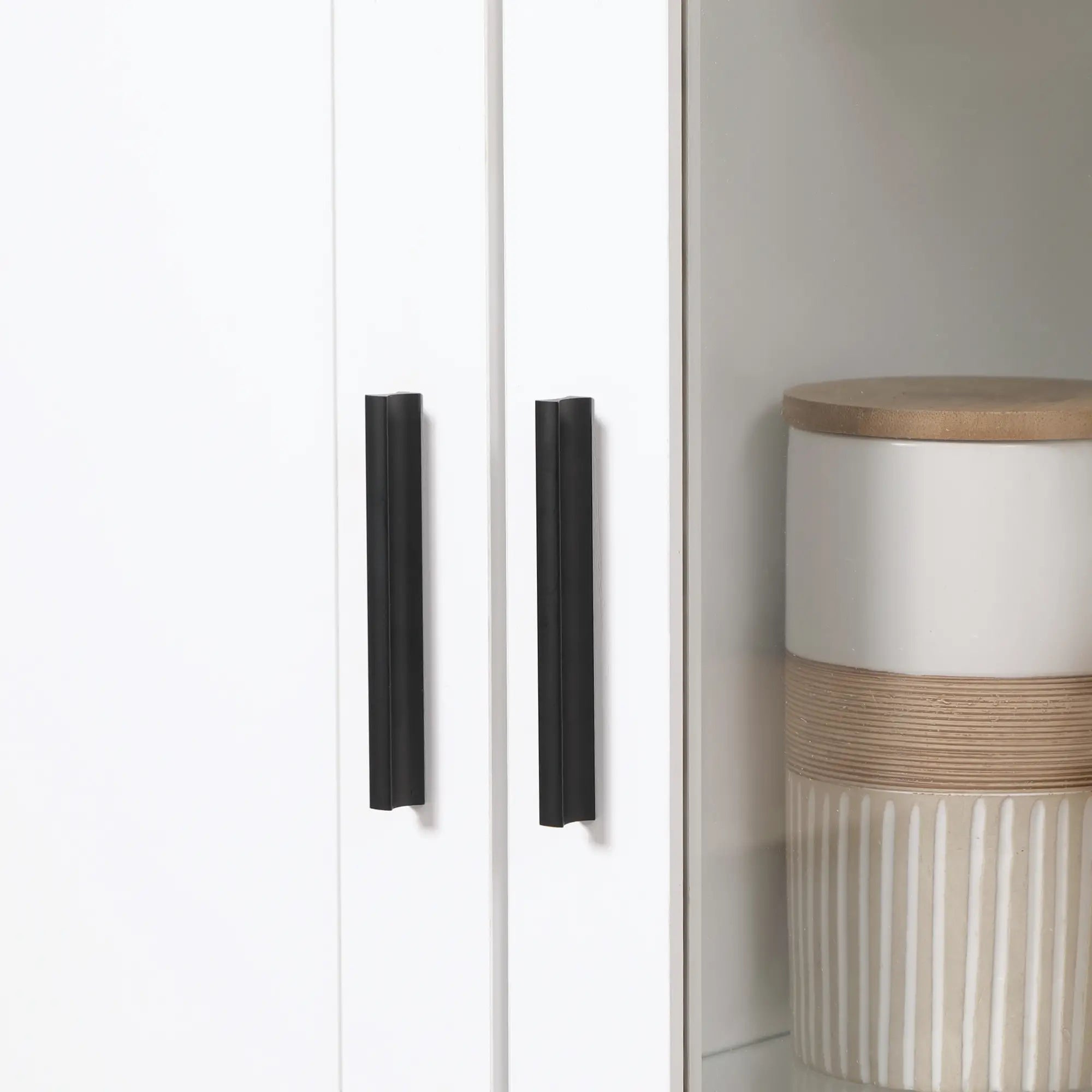Modern 2-Door Sideboard with Adjustable Shelves in Wood and Glass, 76x36x160cm, White