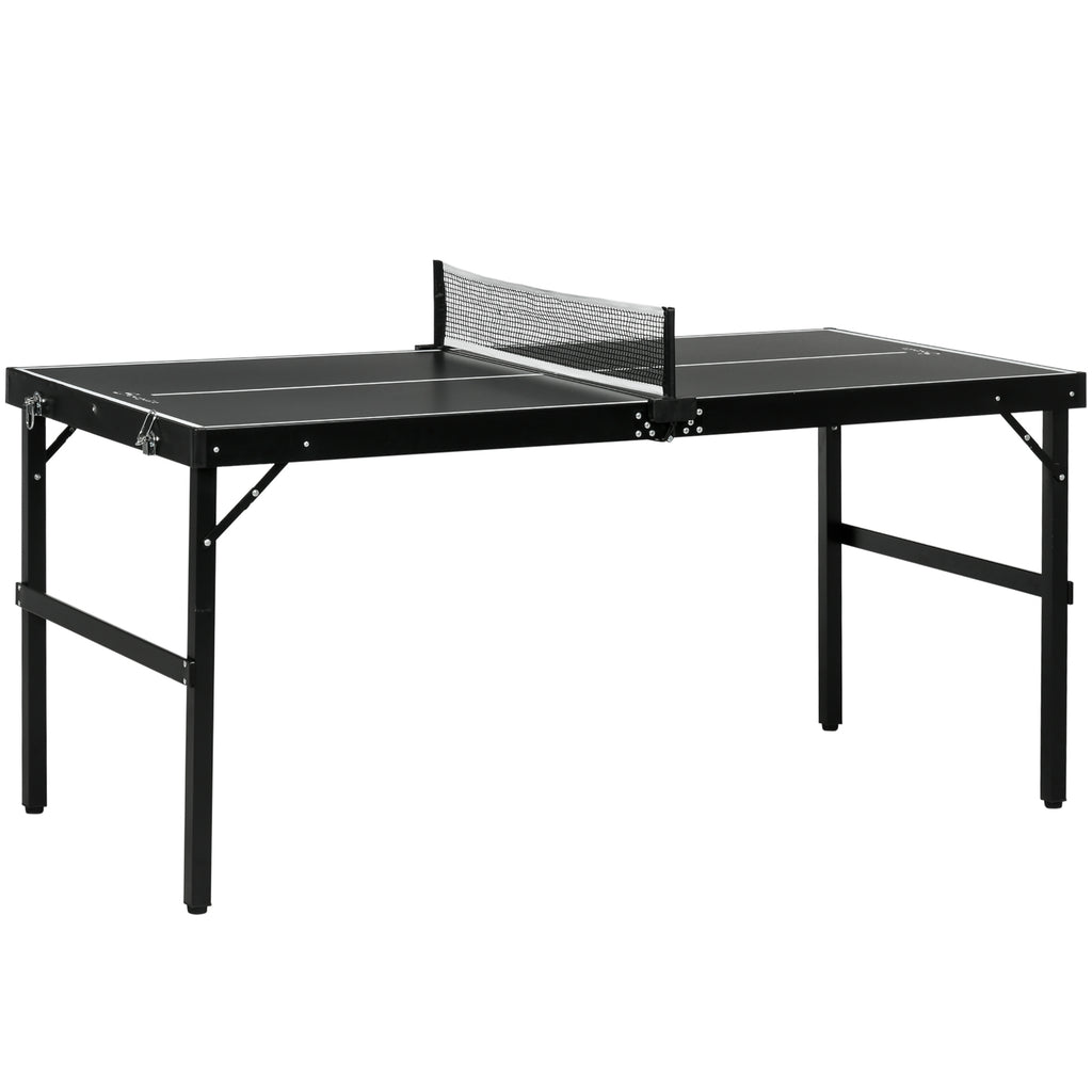 SPORTNOW Mini Folding Ping Pong Table with Net and Carrying Handle, Aluminum and MDF Ping Pong Table