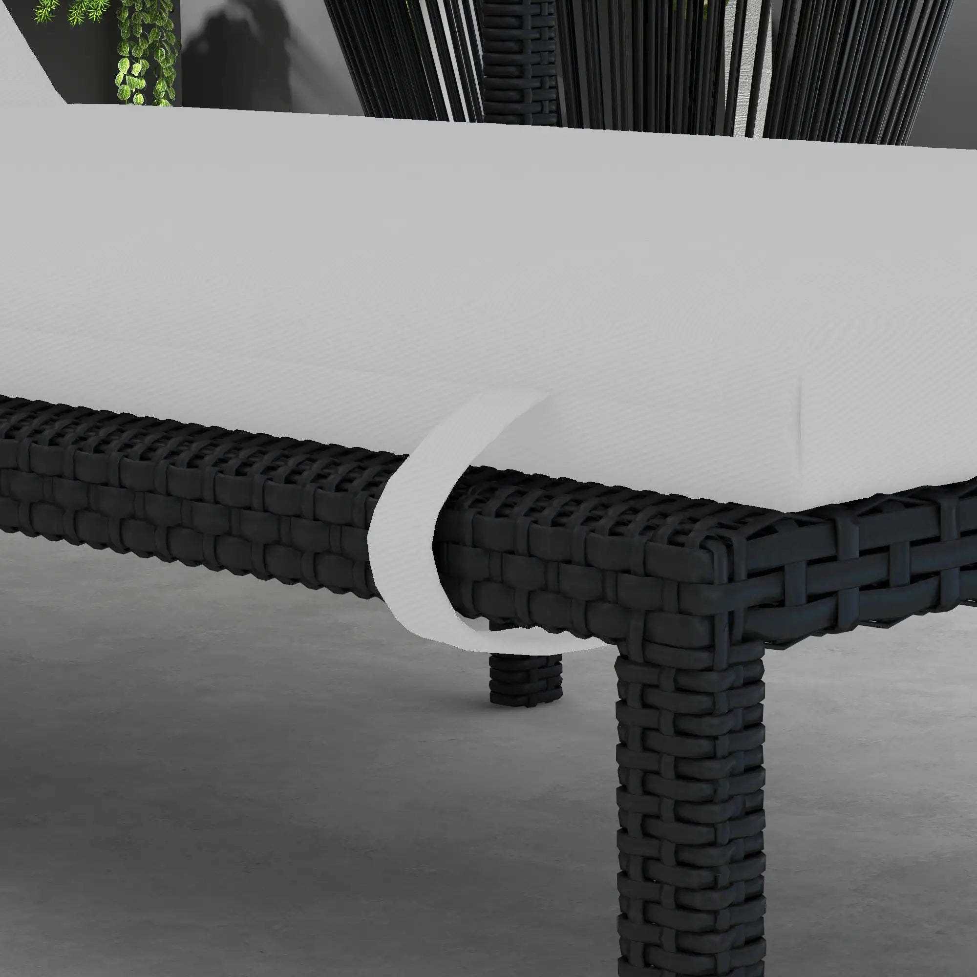 Fabric Sun Lounger Cushion with Ties, Light Grey