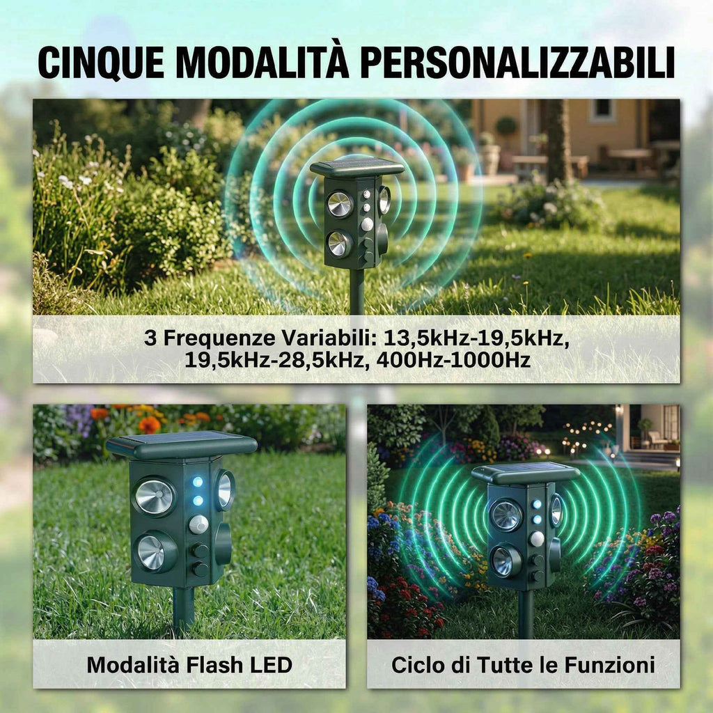 Outsunny Solar Ultrasonic Cat Repellent with 5 Modes, PIR Sensor and LED Flash