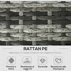 6-Piece Outdoor Set with 2 Storage Tables, 2 Sofas and 2 Armchairs, in Rattan and Steel, Grey