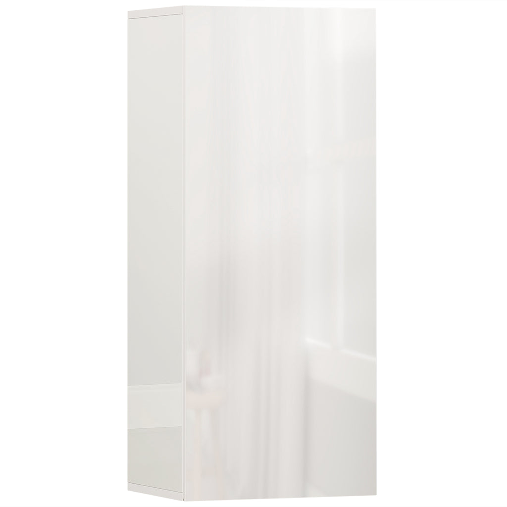 HOMCOM Bathroom Cabinet with 2 Adjustable Glass Shelves and Handleless Door, Gloss White