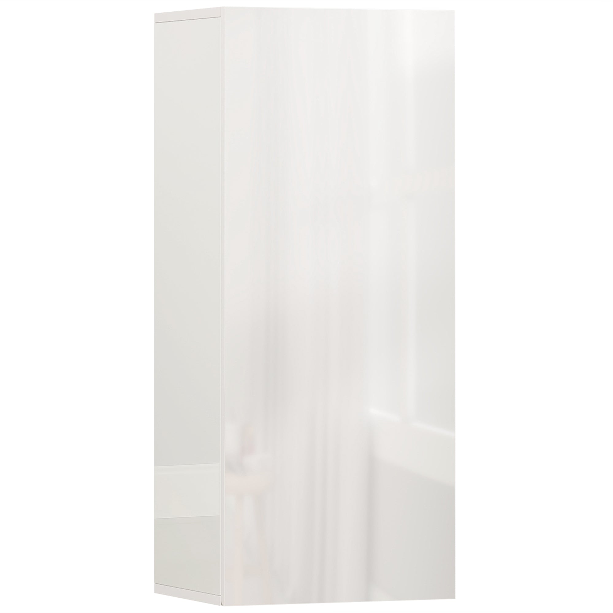 HOMCOM Bathroom Cabinet with 2 Adjustable Glass Shelves and Handleless Door, Gloss White