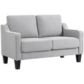 Modern and Space-Saving 2-Seater Sofa in Linen Effect Fabric, 136x77x86 cm;, Light Grey