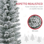 Snow-Covered Christmas Tree with 405 Branches and White LED Lights in Plastic and Metal, Ø57x210 cm, Green
