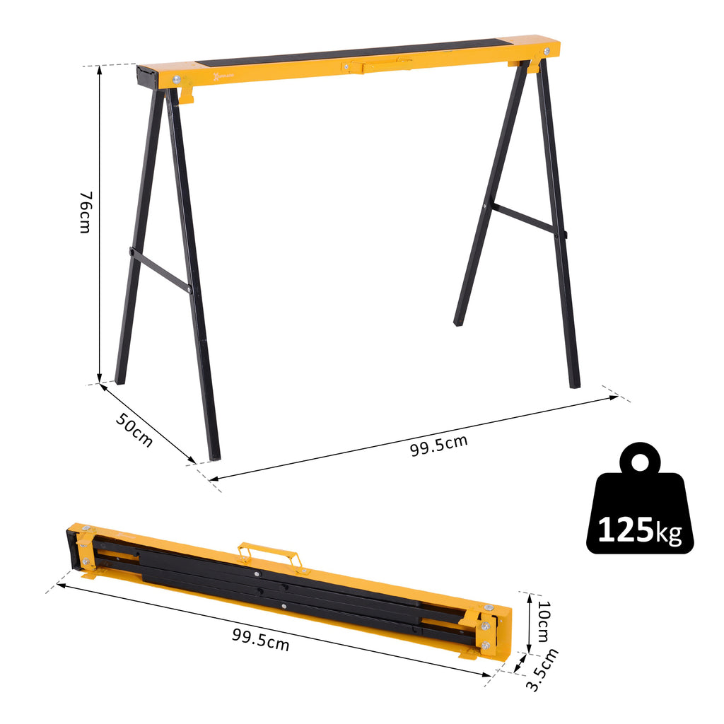 Set of 2 Folding and Portable Work Stands, Non-Slip Rubber Worktop, Max. Load 250kg