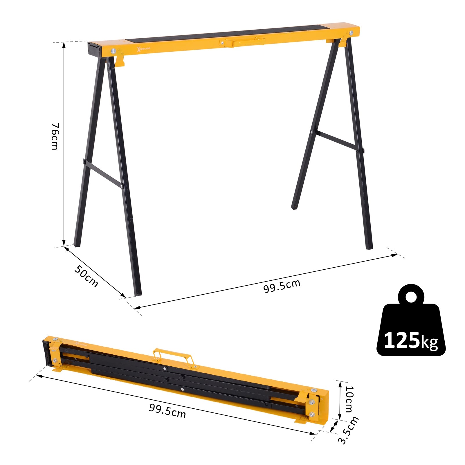 Set of 2 Folding and Portable Work Stands, Non-Slip Rubber Worktop, Max. Load 250kg