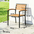 Outsunny Set of 2 Stackable Outdoor Chairs in Wood and Steel, Natural Wood Color