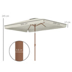 Outsunny 2x3m Rectangular Garden Umbrella with Crank Handle, Metal and Polyester, Cream