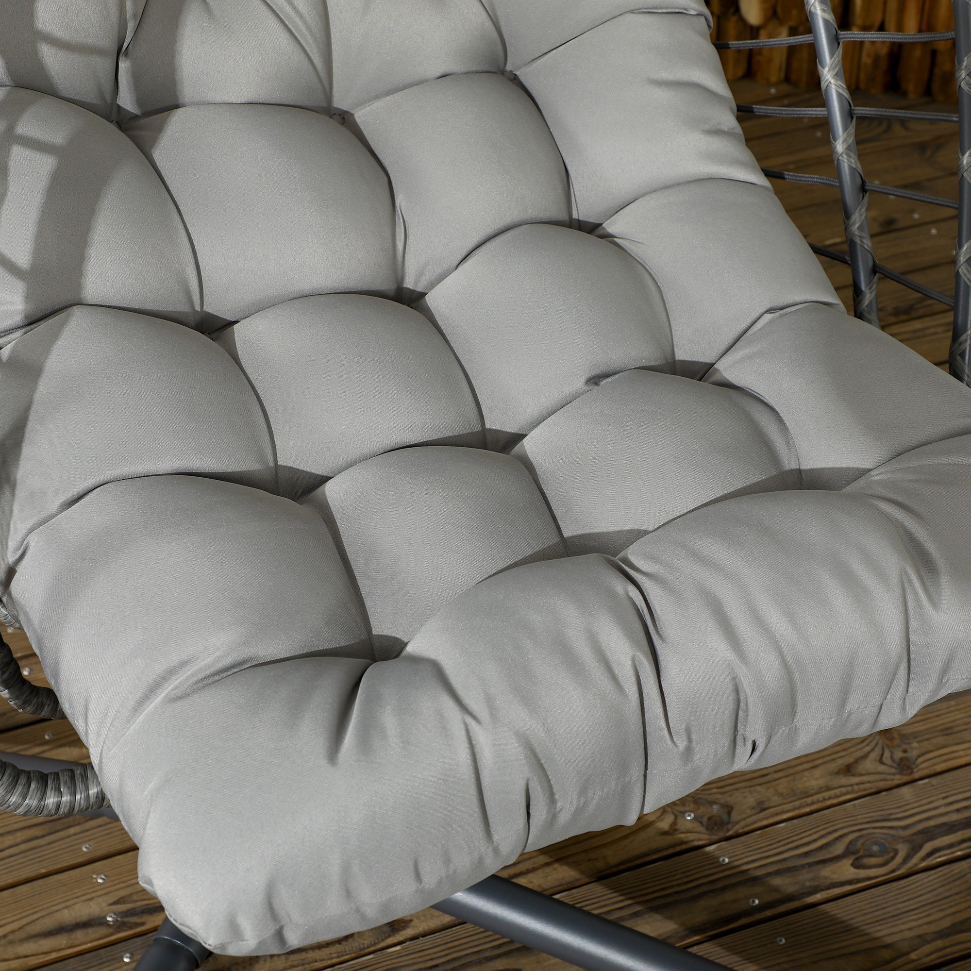 Hanging Armchair in PE Rattan with Cushion, Folding Seat and Steel Structure, Grey - Borgè