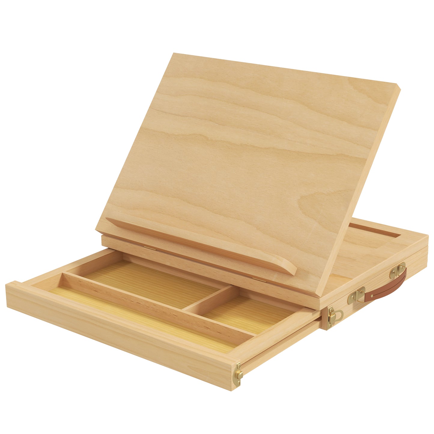 Folding Beech Painting Easel with Adjustable Angle and Drawer, 33.5x26x26 cm