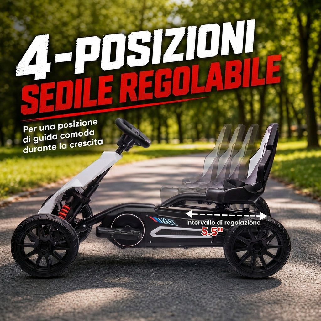 HOMCOM Electric Go Kart for Kids Ages 3-8, 12V 3-5 km/h, with Seat Belt, 30 kg Capacity, White