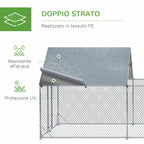 Garden Chicken Coop for 15-18 Chickens in Galvanized Steel and PE with Roof and Lock, 600x300x195 cm