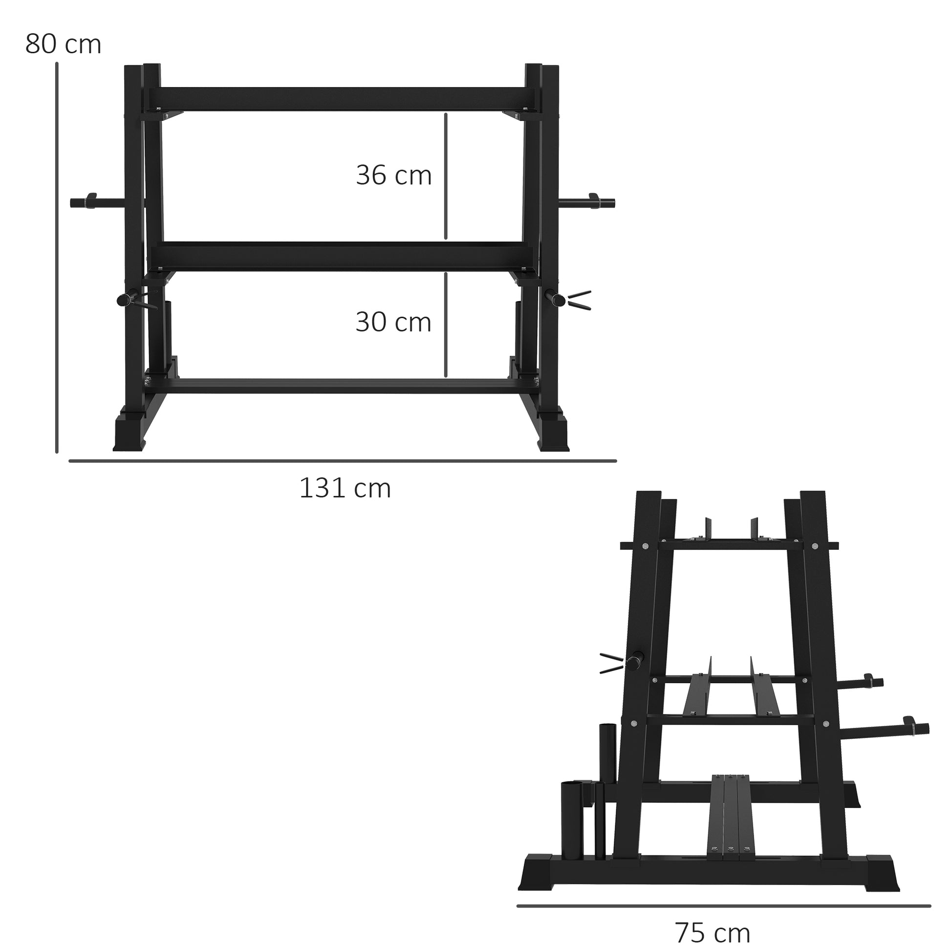 SportNow rack for steel dumbbells with 4 adjustable weights for weights and kettlebell, 131x75x80 cm, black - Borgè