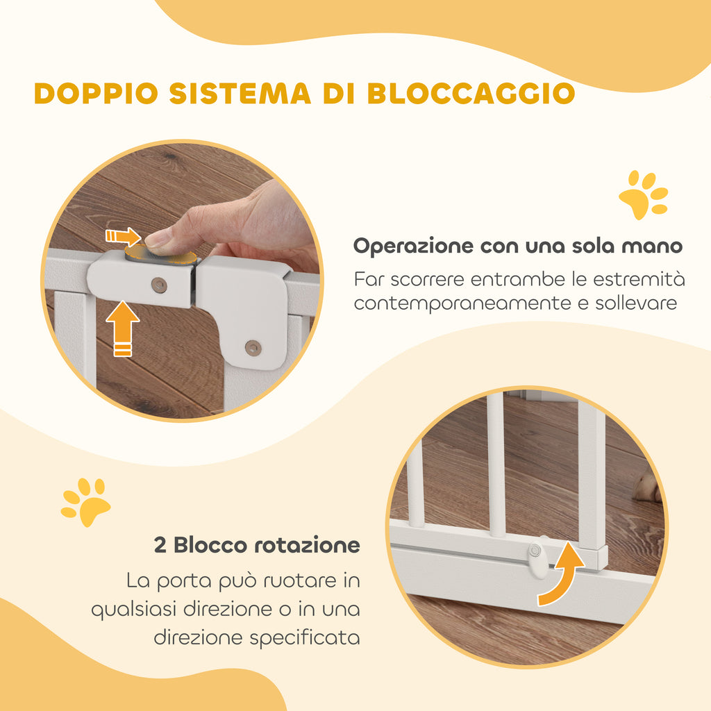 Extendable and Adjustable Dog Gate for Stairs and Doors, Made of Steel and ABS, 75-85x76 cm, White