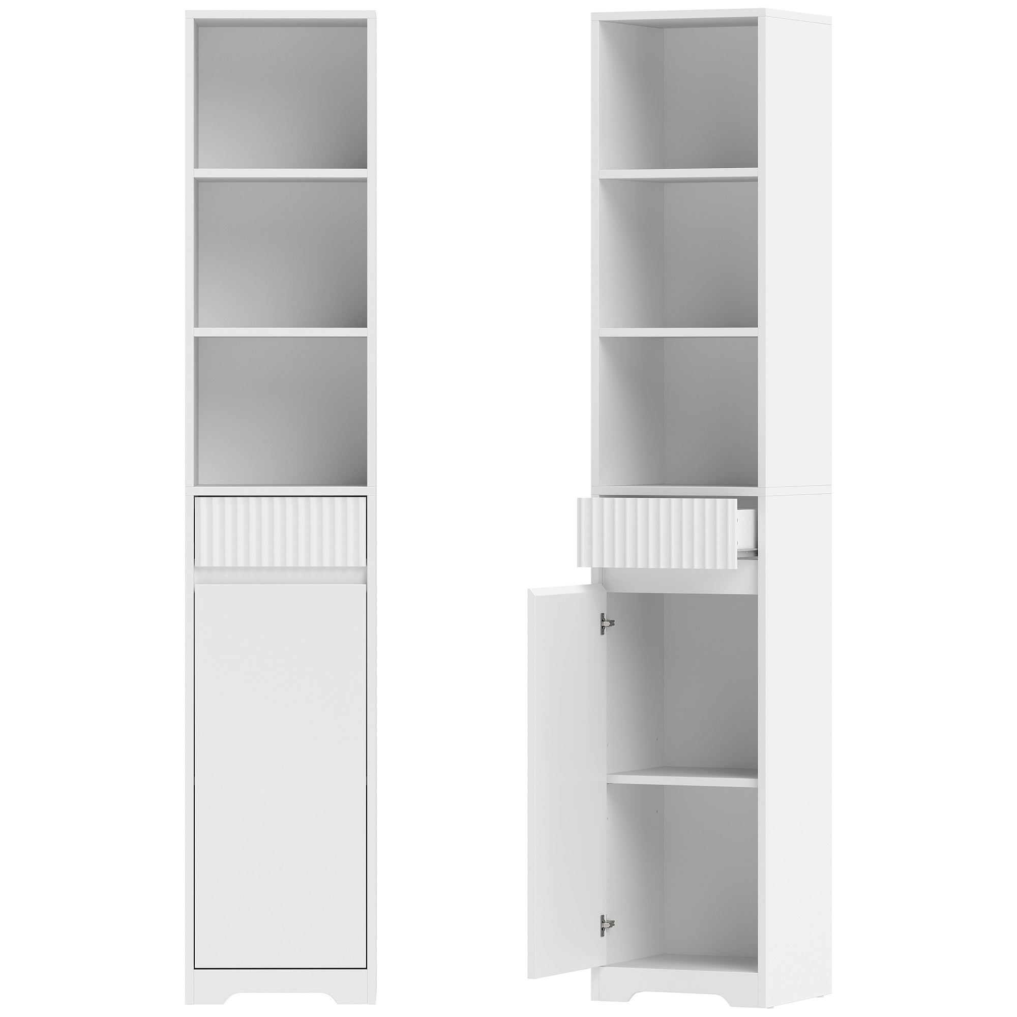 HOMCOM Tall Bathroom Cabinet, Freestanding Unit with Adjustable Shelf