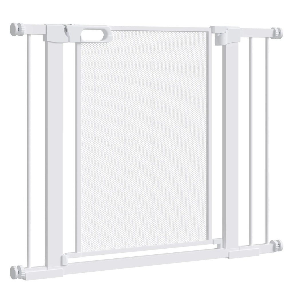Push-On Extendable Dog Gate with Automatic Closing for Spaces 75-103cm, White - Borge' Group Limited