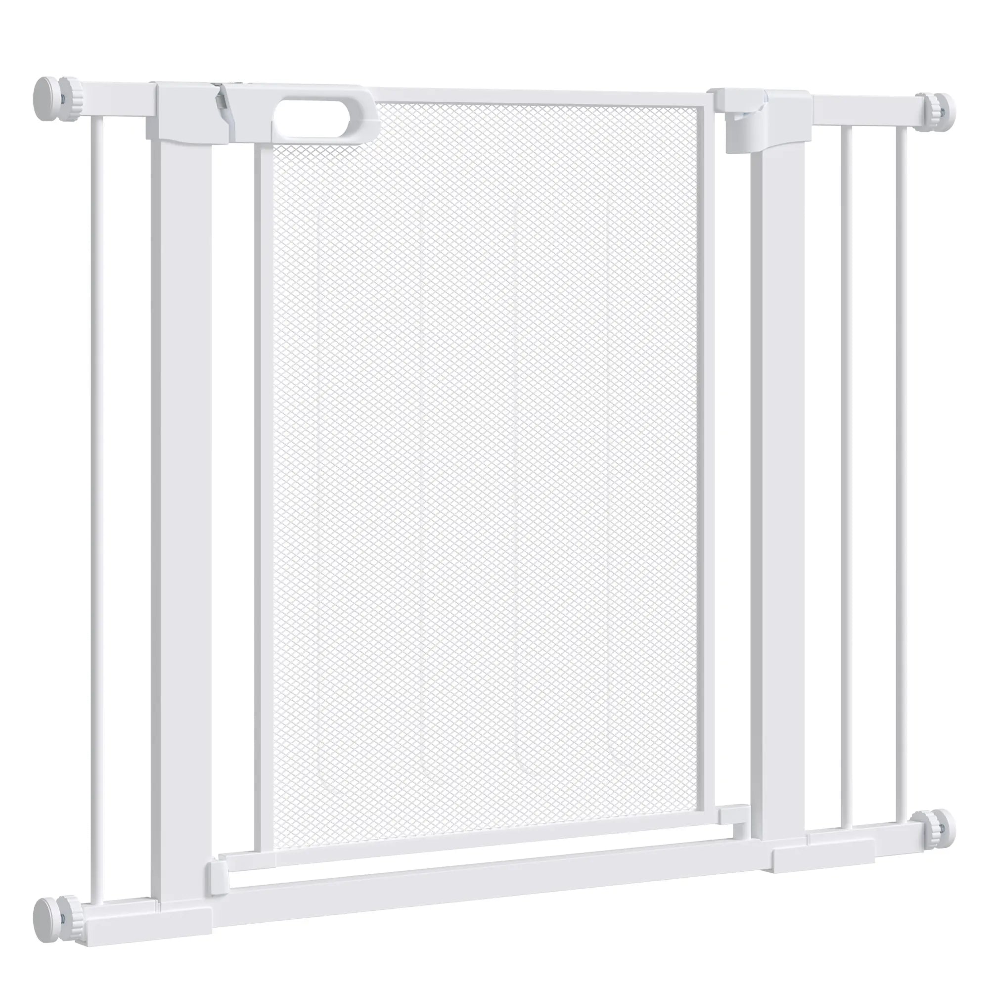 Push-On Extendable Dog Gate with Automatic Closing for Spaces 75-103cm, White - Borge' Group Limited