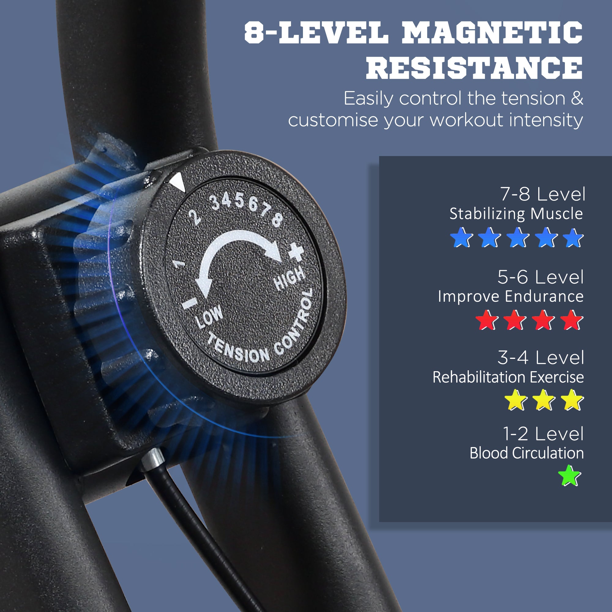 HOMCOM Professional Exercise Bike with Resistance and Adjustable Height, in Steel and PP, 41x86x112 cm, Black - Borgè