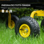 Outsunny Steel Garden Cart with 150 kg Capacity and Coated Handle, 94 x 48.5 x 100 cm, Yellow and Black