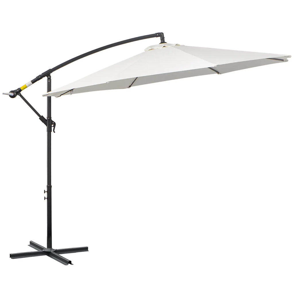 Outdoor Umbrella 3x2.5m with Crank, in Steel and Anti-UV Polyester, Cream - Borge' Group Limited