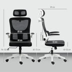 Adjustable and Reclining Office Chair with Removable Headrest, Mesh Fabric, 60x59x114-122 cm, Black