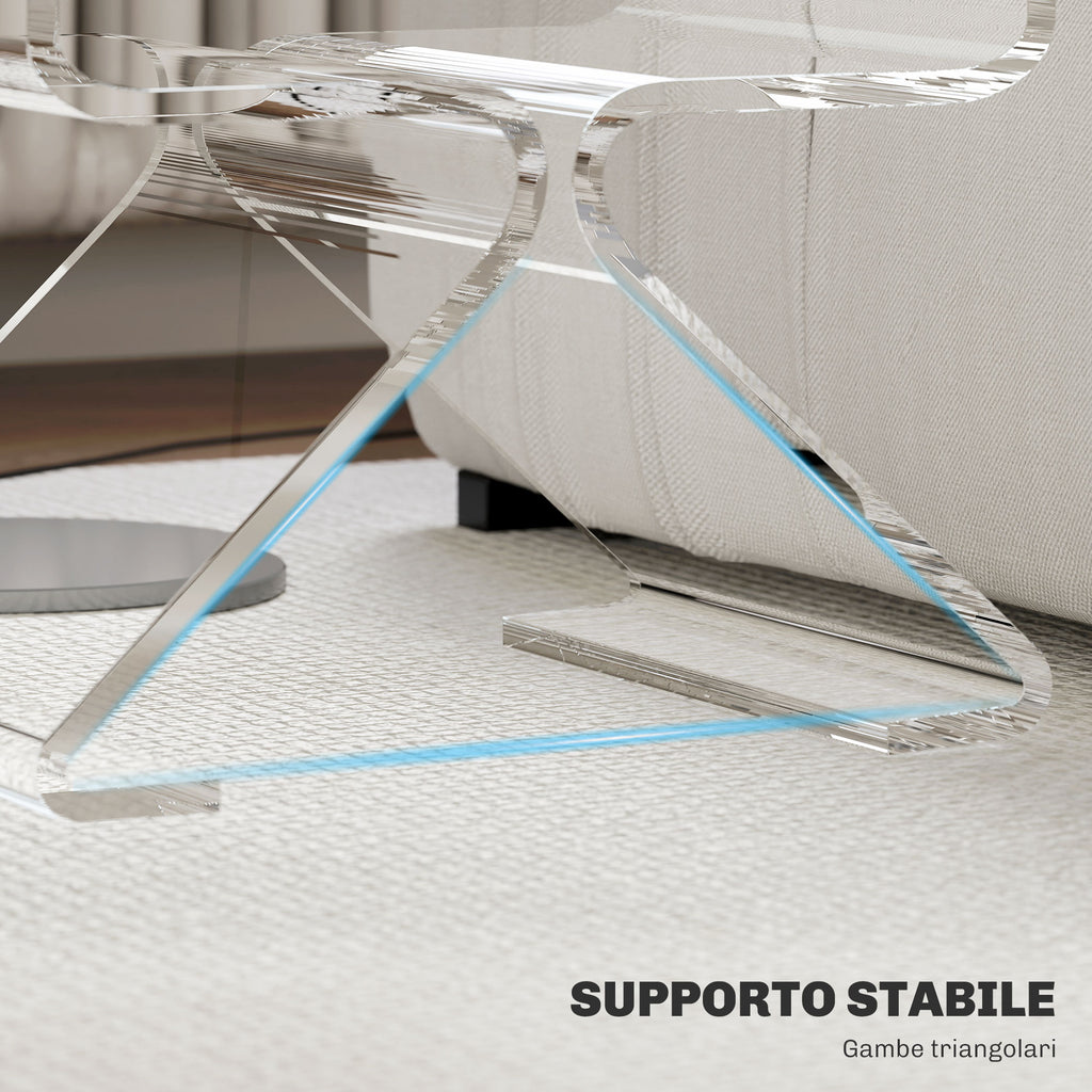 2-Tier Geometric Acrylic Coffee Table with Triangular Legs, 40x30x45cm, Transparent