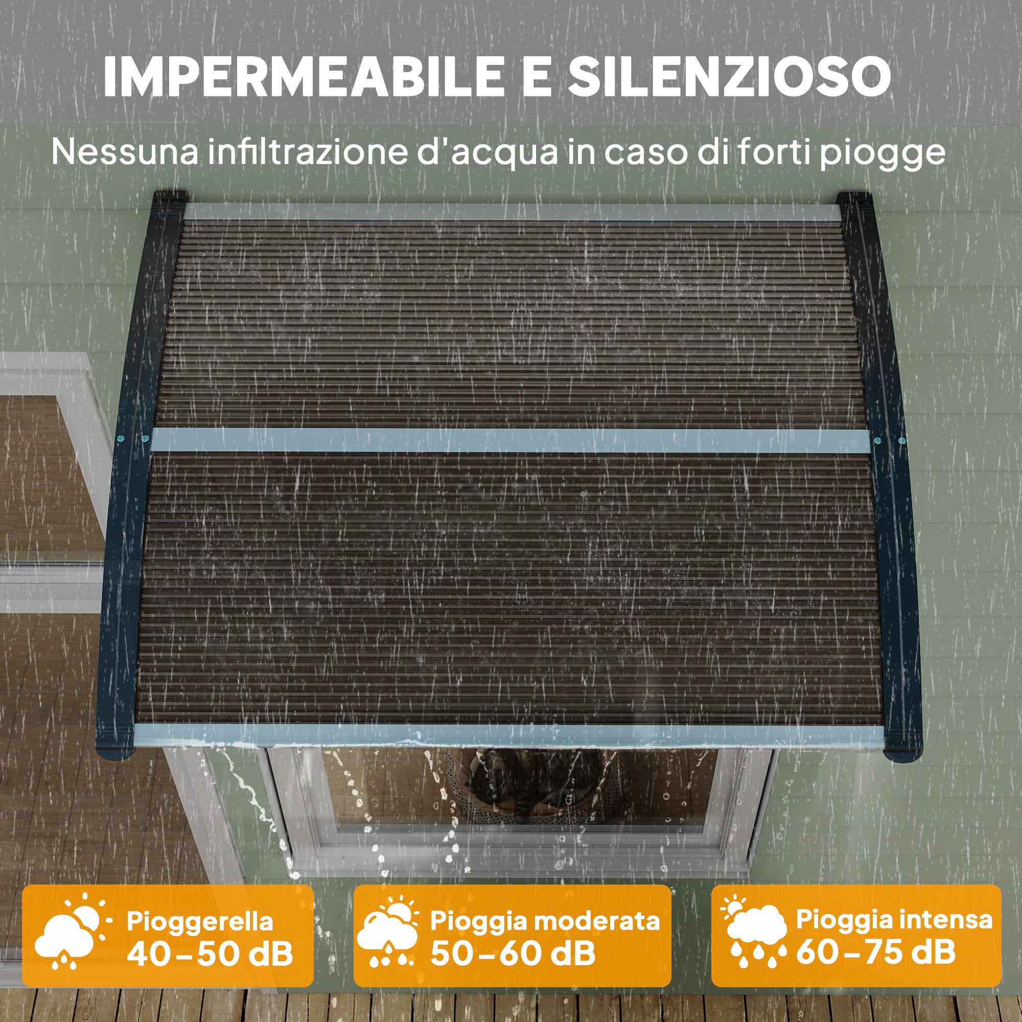 Outsunny Waterproof and Anti-UV Outdoor Canopy, in PC, PP and Aluminum, 75x100x23 cm, Brown and Black