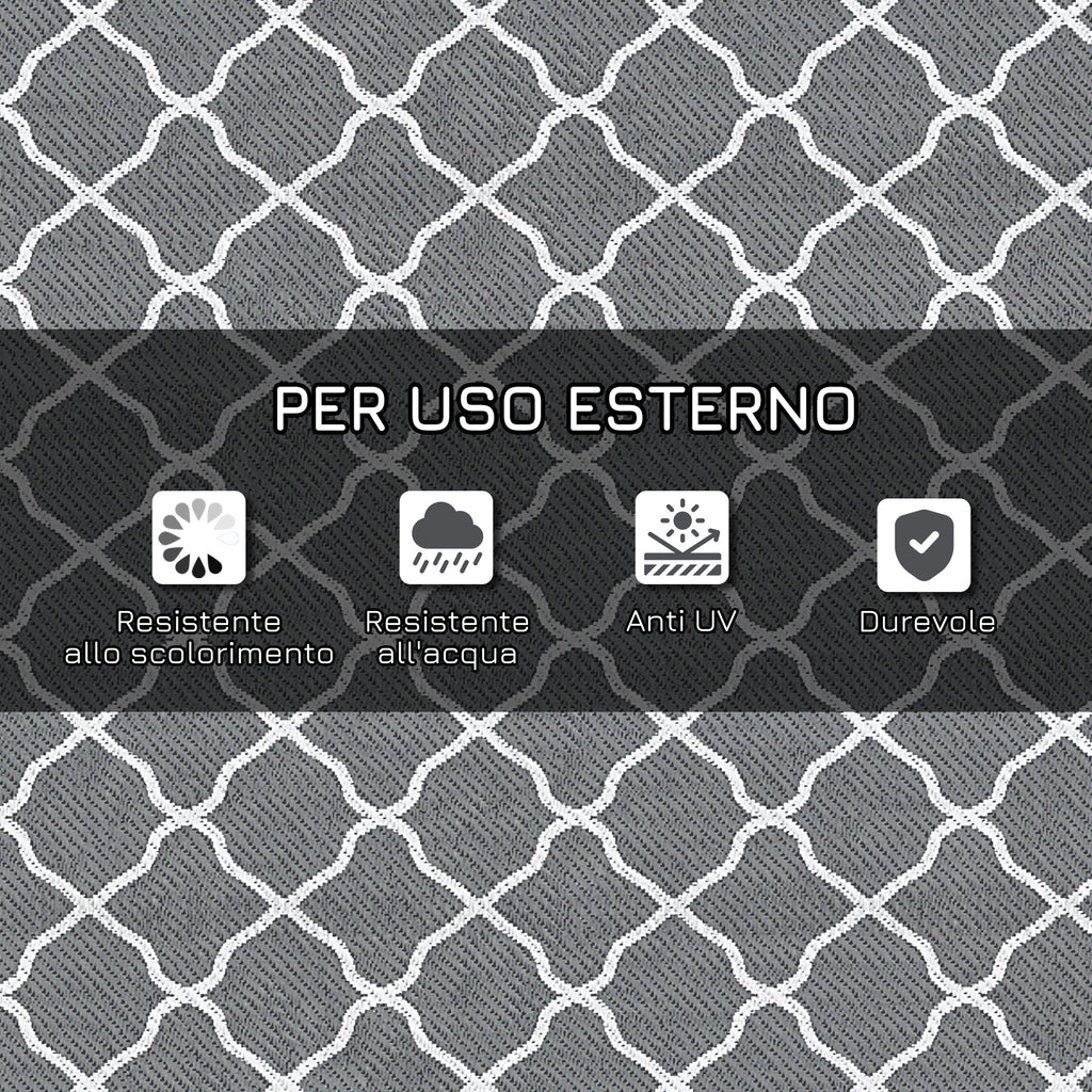 Foldable Reversible Outdoor Rug with Carry Bag, 182x274 cm Light Grey