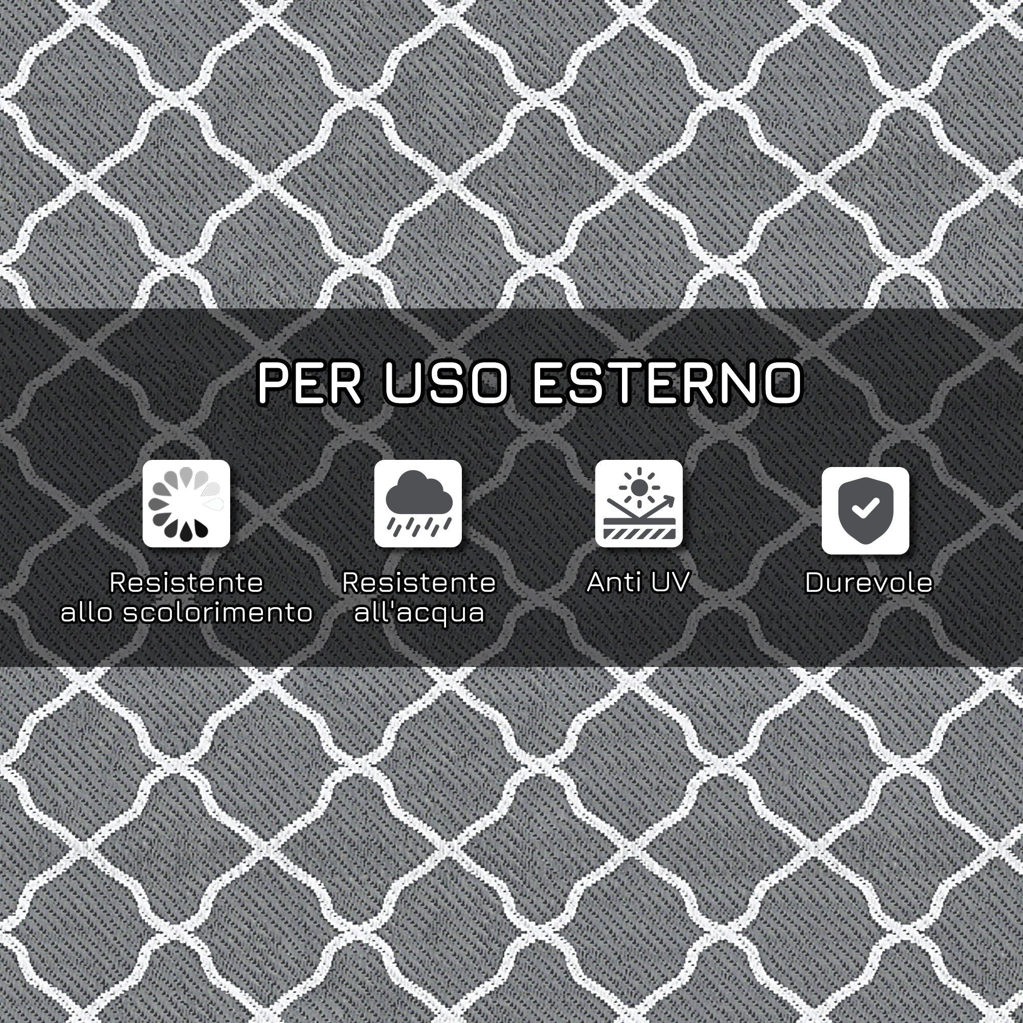 Foldable Reversible Outdoor Rug with Carry Bag, 182x274 cm Light Grey