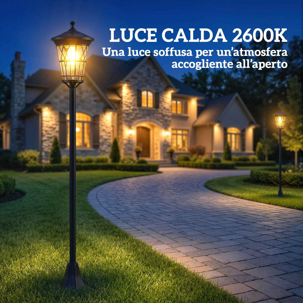 Outsunny Set of 2 Solar Garden Lights 1.86m, Stainless Steel Street Lights