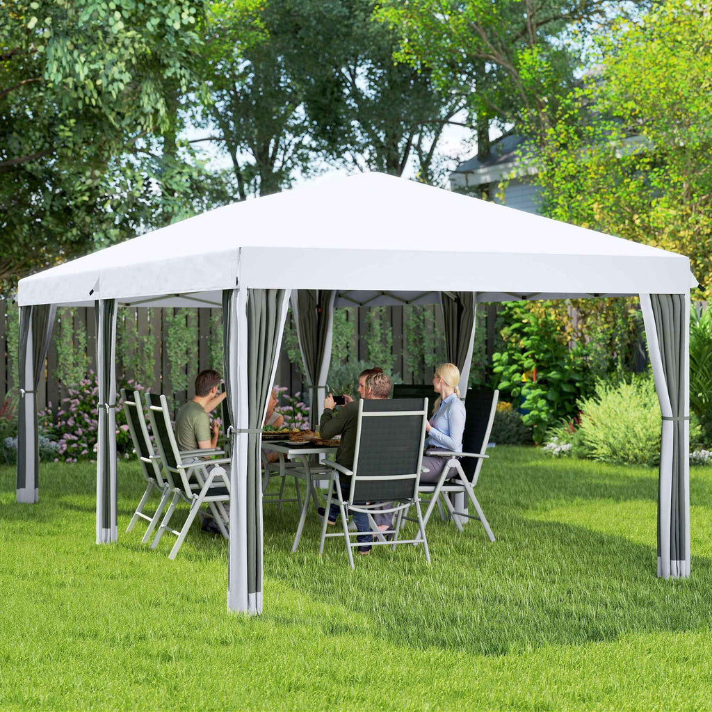 Outsunny 6x3m Folding Garden Gazebo with Mosquito Net and Carry Bag, Cream