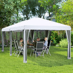 Outsunny 6x3m Folding Garden Gazebo with Mosquito Net and Carry Bag, Cream