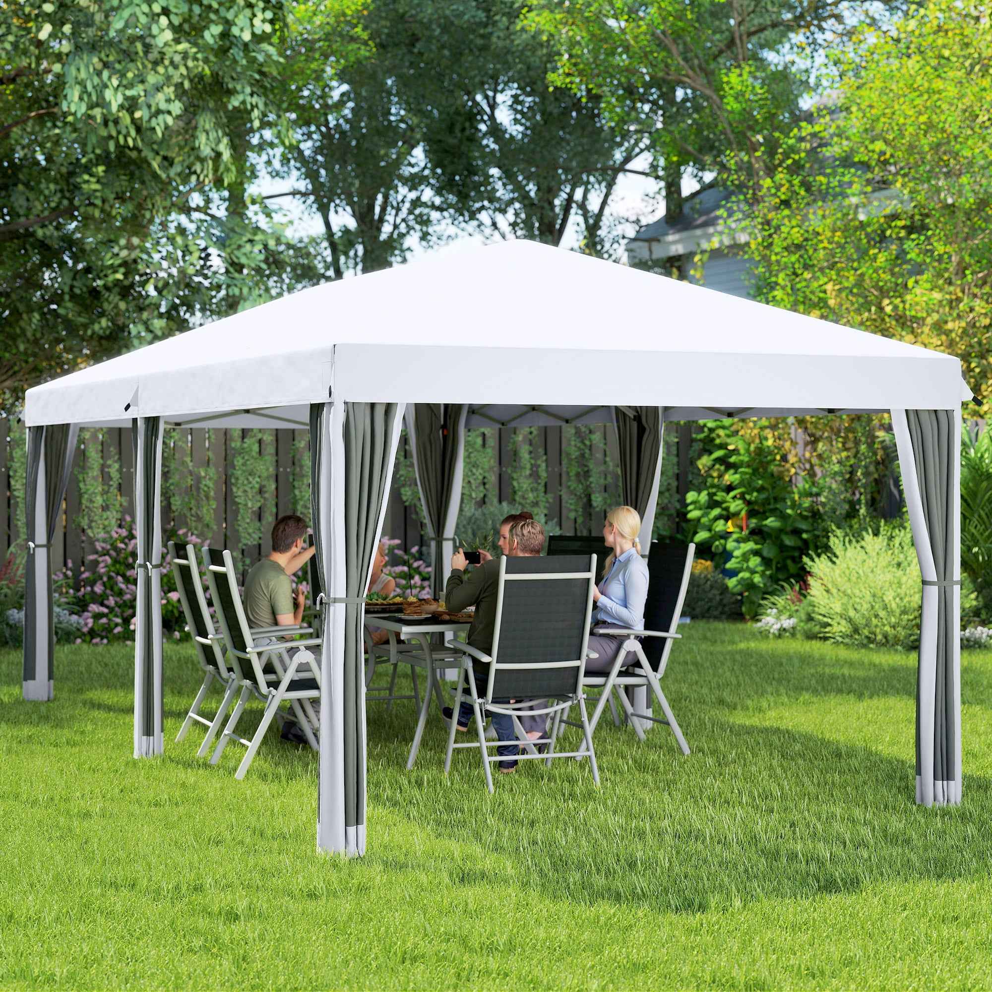 Outsunny 6x3m Folding Garden Gazebo with Mosquito Net and Carry Bag, Cream
