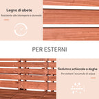 2 or 3-Seater Outdoor Bench in Fir Wood, Convertible Table in Seat, Waterproof, 160x68x92cm