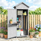 Outsunny Wooden Shed, 77x52.5x178cm, Wardrobe with Folding Workbench