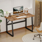 HOMCOM Industrial Style Bedroom Desk with Rounded Corners, Wood and Steel, 120x60x76 cm, Black and Brown