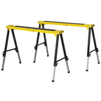 Set of 2 Folding and Portable Work Stands with Non-Slip Worktop, Yellow and Black, for DIY