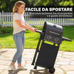 Outsunny 2-Burner Portable Propane Gas Grill with Thermometer, Black