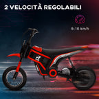 Electric Motorcycle for Children with Manual Throttle, 2 Speeds 8-16km/h, Age 8-12 Years, Red