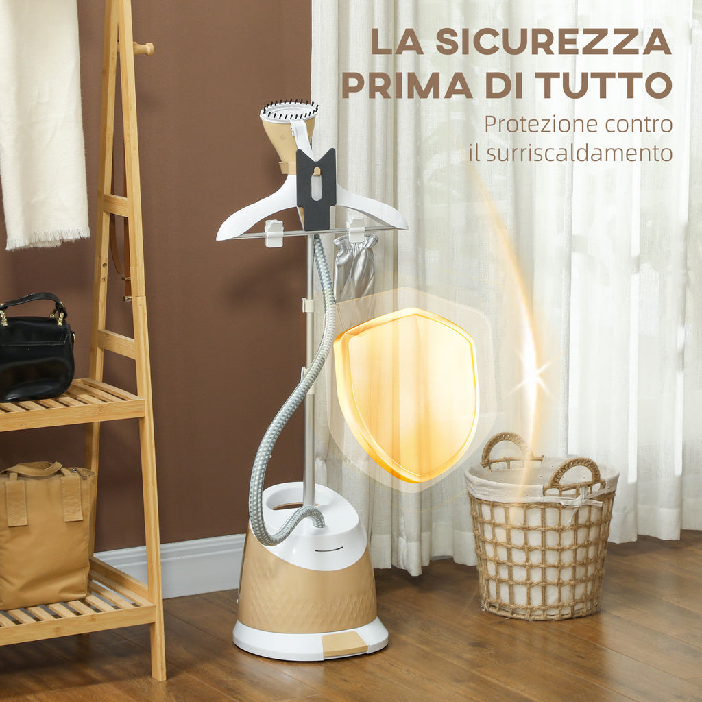 1800W Vertical Steam Iron with 1.8L Tank, Adjustable Height and Accessories, Gold