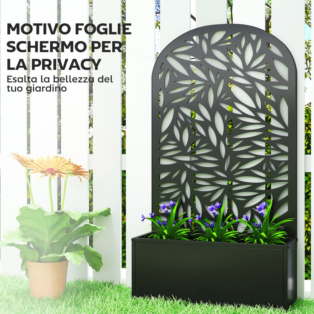 Outsunny Arched Trellis Planter with Drainage Holes, Metal, 61x23x113 cm, Black