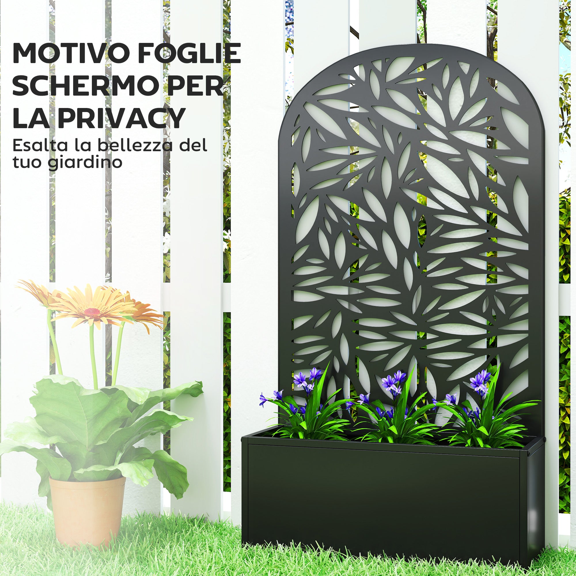 Outsunny Arched Trellis Planter with Drainage Holes, Metal, 61x23x113 cm, Black