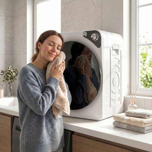 HOMCOM 1000W Portable Dryer with 5 Programs and Timer, in PCM and Stainless Steel, 49x43x61 cm, White